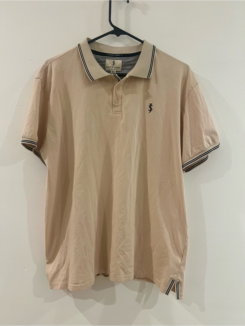 Scott James Tan Tipped Collar Polo — Men’s XL